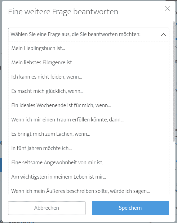 Fragen im Elitepartner Profil